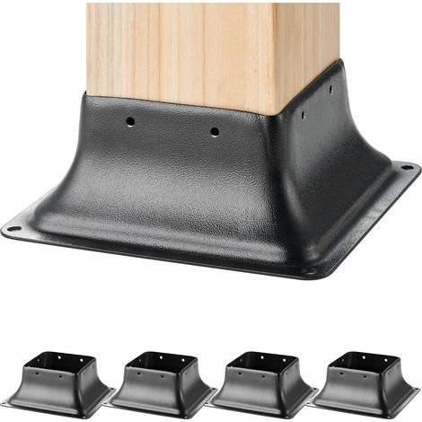 VEVOR Confezione da 4 Supporti per Pali in Legno 4'' x 4'' 102x102 mm, Base per Pali Interni 91,4x91,4 mm in Acciaio a Carbonio per Ancoraggio Pali in Legno Ringhiere, Corrimano di Terrazze, Portici (1/5)