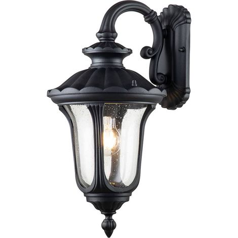 Lampada da parete per esterni lanterna lampada da parete luce da cortile balcone E27 vetro trasparente alluminio nero (1/5)