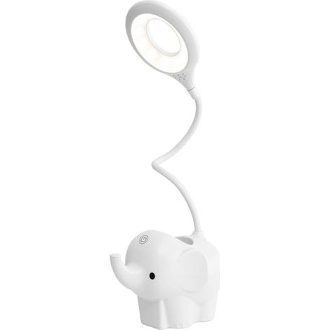 YMYNY Schreibtischlampe, Dimmbare Led-Tischlampe Kinderlampe Dimmbar 3 Helligkeitsstufen Augenschutz Touch-Steuerung Kabelloses USB-Laden, Stifthalter und Telefonständer Weiß (1/5)