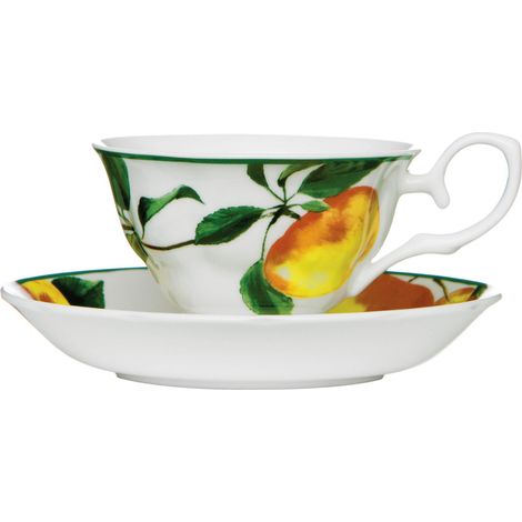 Interiors By Premier Elegant Design Apple Cup And Saucer, Durable Cup And Saucer, Bone China Small Cup And Saucer For Bedroom (1/2)