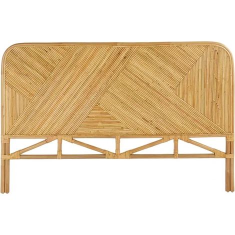 Tête de lit en rotin naturel avec motifs géométriques - Longueur 160 x Profondeur 3,5 x Hauteur 103 cm (1/5)