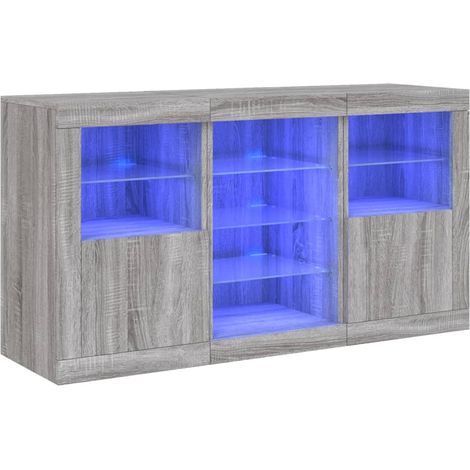 Maison Exclusive - Aparador con luces LED gris Sonoma 123x37x67 c (1/5)