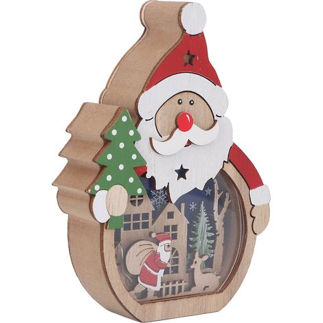 Leuchtender LED-Weihnachtsschmuck, Weihnachtsbaumschmuck aus Holz, Geschenkdekoration für Hotelfenster, Alter Mann (1/5)
