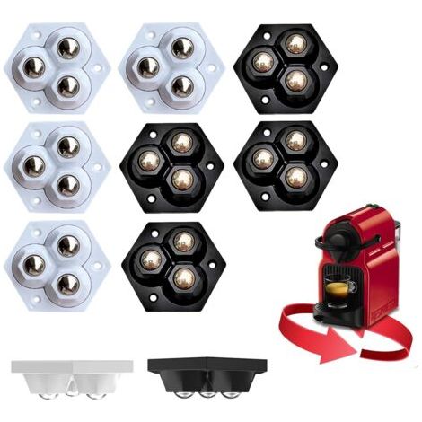 Pulegge autoadesive - rotazione a 360°, adatte per elettrodomestici da cucina - esagonali con 3 cuscinetti a sfera, bianche e nere, confezione da 8 (1/4)