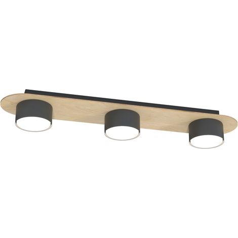 Lampada a sospensione Diaz in acciaio nero opaco e legno