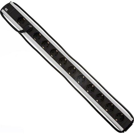 Bachmann Regleta múltiple 9 tomas negro y gris 2m