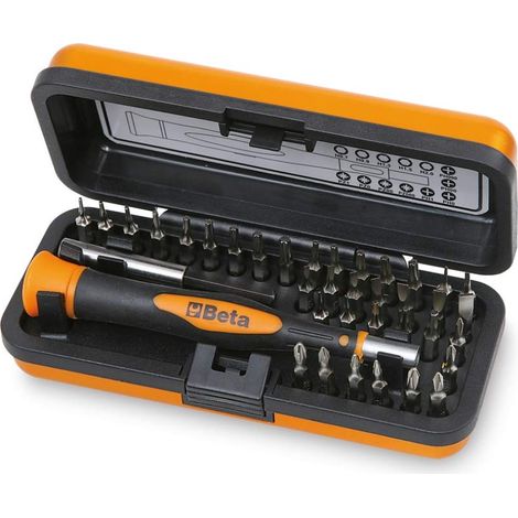 Micro-tournevis avec 36 embouts interchangeables de 4 mm et rallonge magnétique, poignée bi-matière (1/3)