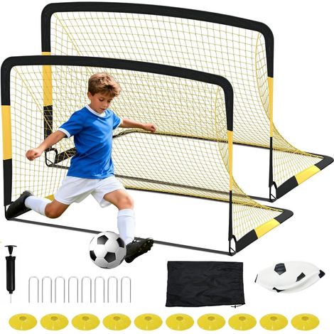 But de football pop-up – Set complète 2 cages 1,8 × 1,2 m + ballon taille 3, pompe, cônes & piquets – Pour jardin, parc et plage (1/5)