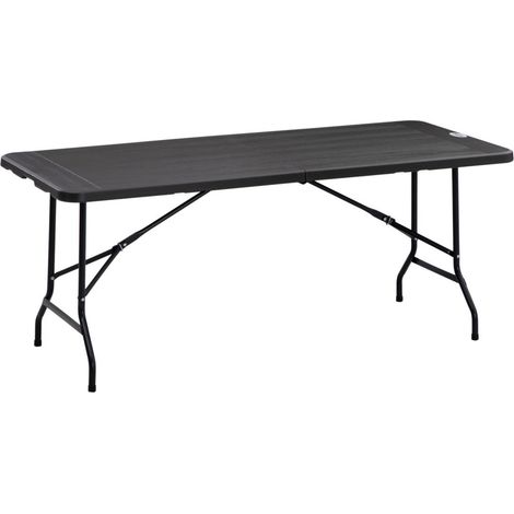 Table de jardin pliante pour 6 personnes aspect bois gris fonce 180 x 75,5 x 73 cm (1/3)