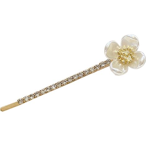 Barrette Cheveux Perle Strass Feuille Fleur - Accessoire Coiffure Élégant pour Mariage Soirée Occasion Formelle - 1 Pièce (1/5)