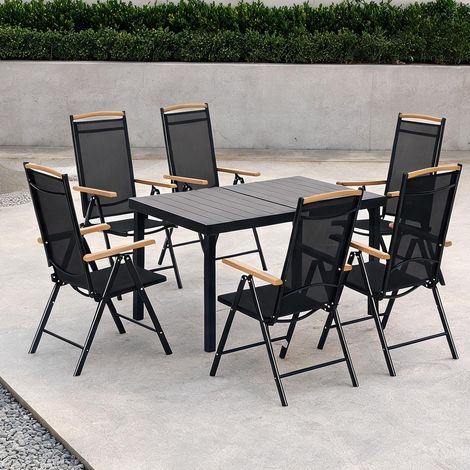 Salon de jardin schwarz en aluminium Plastic 140 x 90 x 74 cm (1/5)