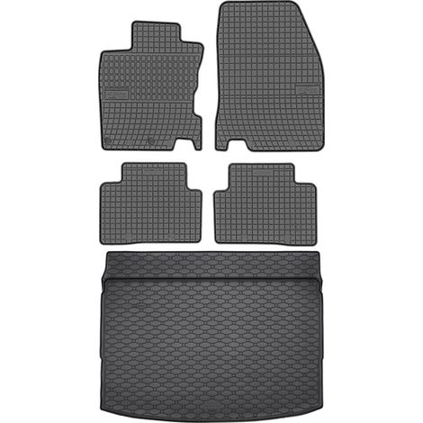Juego de alfombrillas de goma para el coche y el maletero para el SUV Nissan Qashqai II (febrero de 2014-mayo de 2021). (1/5)