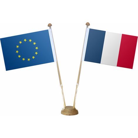 LOT DE 2 DRAPEAUX DE TABLE SOCLE BOIS (WFFBOIS)