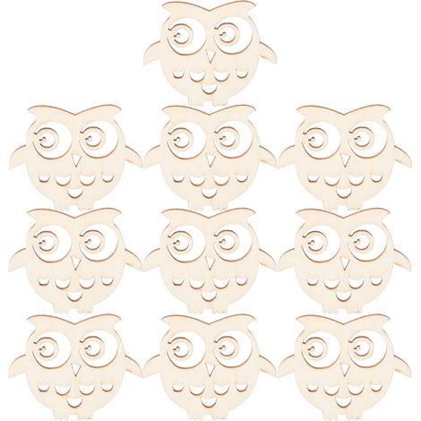 10 pièces Artisanat en Bois en Forme de Chouette Couleur Naturelle pour Décoration Intérieure Fait Main (1/5)