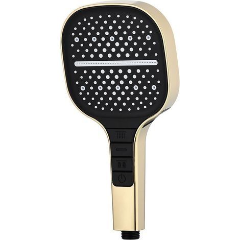 Pommeau de Douche Grande Carrée avec Commande à Une Main Pommeau de Douche Haute Pression avec 7 Modes de Douche,Zirconium Or (1/4)