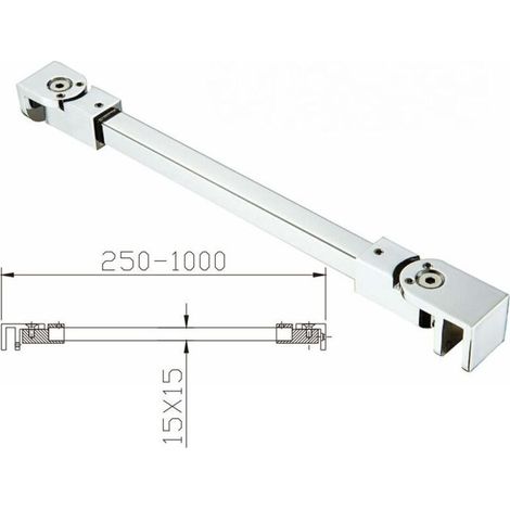 Barre de Renfort en Acier Inoxydable de 50 cm pour Porte de Douche en Verre Sans Cadre Épaisseur 6 à 10 mm (1/3)