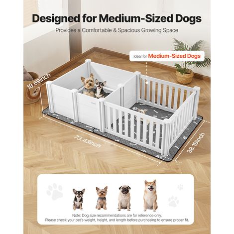 Parc de Mise Bas pour Chien, 186,5x97x50 cm, Caisse de Mise Bas pour Chiots, avec Porte Hauteur Réglable, Tapis d'Urine Lavable, Bo… (1/5)