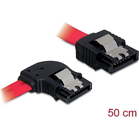 Delock cable sata 50cm left/straight metal red