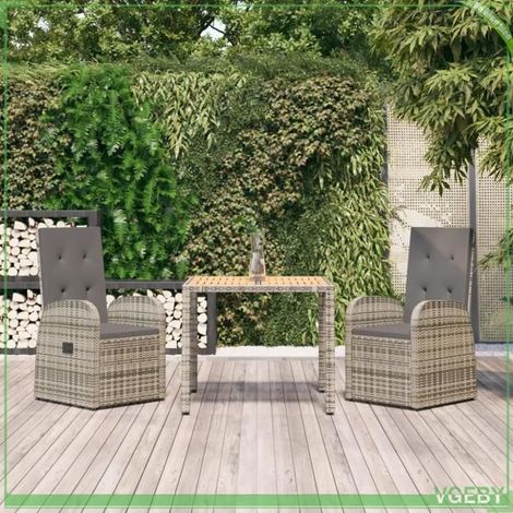 Ensemble de salle à manger de jardin - FAFEICY - 3157582 - Résine tressée - Cadre acier enduit - Coussins gris (1/5)