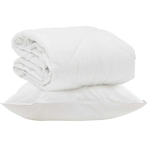Duvet d'été simple avec oreiller 2 pcs Blanc Microfibre (1/5)