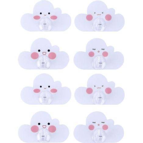 8Pcs Crochets Muraux Nuages Mignons (Motif Aléatoire) (1/2)