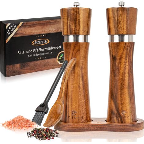 Salz und Pfeffermühle Holz 2er Set Pfeffer und Salzmühle Akazienholz Gewürzmühle mit