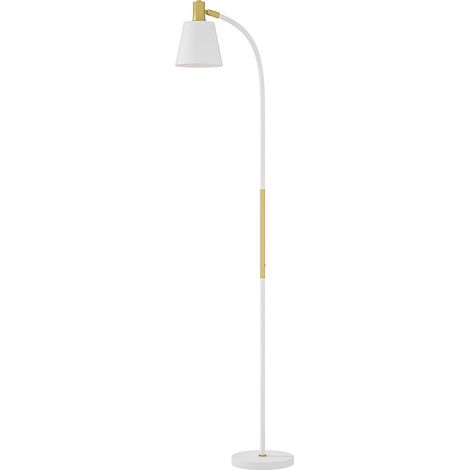 Lampadaire de salon réglable en hauteur 127-160 cm avec interrupteur, douille E27, blanc (1/5)