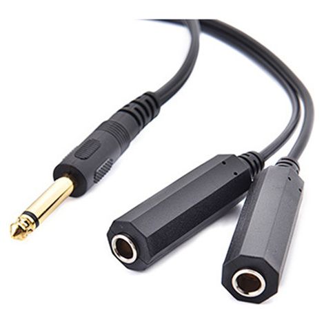 Zweikanal-Mono-Audio-Adapter-Verlängerungskabel 6,35 mm Stecker/Buchse, Mikrofon-Splitter, Gitarre (1/5)