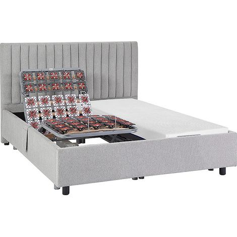 Lit électrique de relaxation déco tout plots + matelas mémoire de forme - 2 x 70 x 190 cm - Tissu - Gris - SASORA de YSMÉE