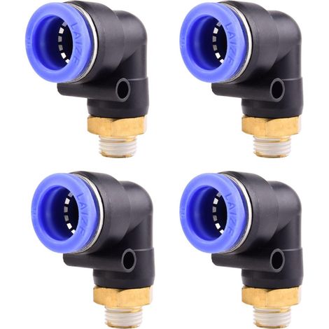 4 pièces 10 mm 1/2′′PT filetage extérieur droit Push to Connect Raccords de tube à emboîter pneumatique connecteur rapide PL PL16-1/4" (1/5)