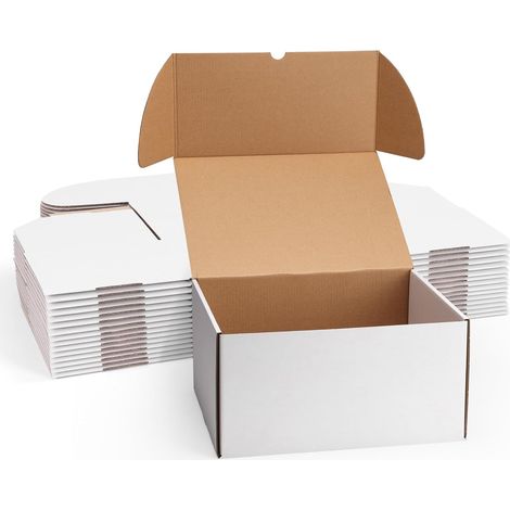 Small Shipping Boxes 12 x 10 x 6 cm White, Pack of 15 Cardboard Boxes, for Packaging and Postal Delivery, Gifts, Foldable (1/5)