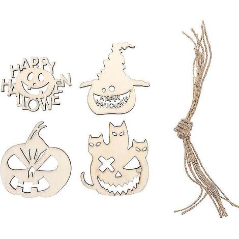40 Stück DIY-Anhänger aus Holz für Halloween-Dekorationen