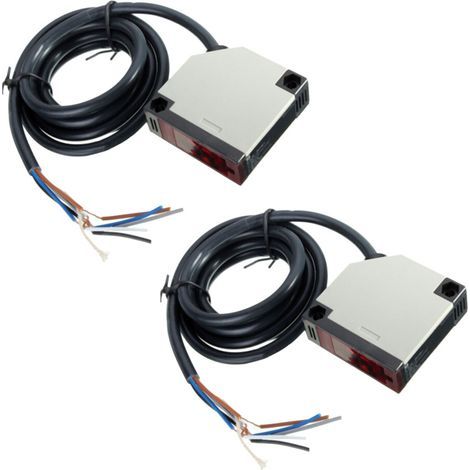 2X Commutateur de Capteur Photoélectrique à Réflexion Spéculaire DC12-24V 3A E3JK-R4M1 avec Vis (1/2)