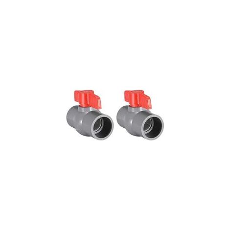 Vanne à bille en PVC 40 mm – Connexion à glissière – Résistante à la corrosion – Pour tuyaux d'alimentation en eau – Lot de 2 pièces (1/3)
