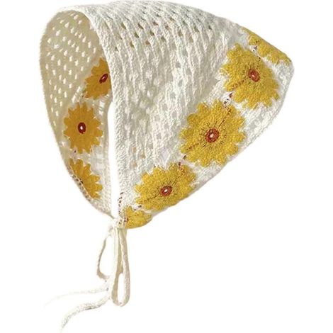 Damen-Kopftuch, gehäkelt, kariert, Blumenmuster, durchbrochenes Kopftuch, dreieckiges Haarband für Mädchen-C (1/5)