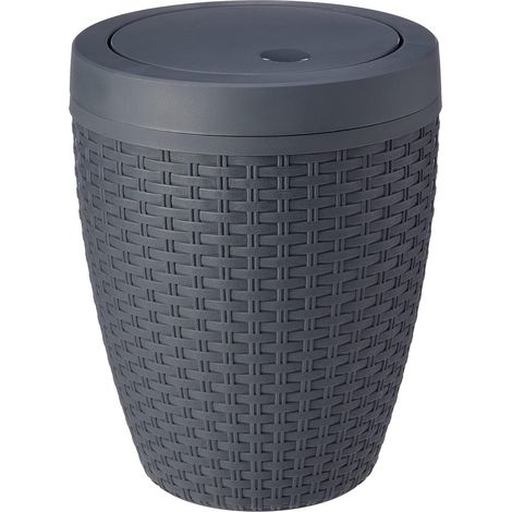 Corbeille en Faux rotin, Plastique, Charbon, Swing Bin (1/5)