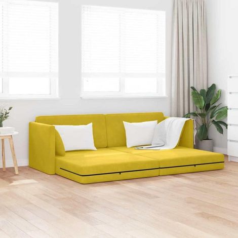 Faltbares Schlafsofa Bodenmatratze Gelb Samt 213x76x77 cm (1/5)