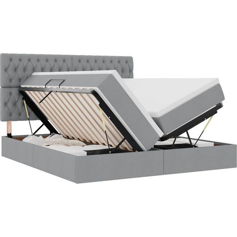 Lit double,Lit adulte,Lit de Rangement Gris clair 180 x 200 cm Cuir synthétique (1/5)