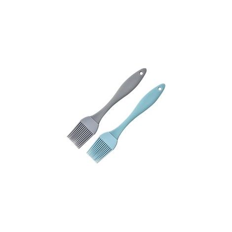 Confezione da due pennelli da pasticceria in silicone, 17 cm, adatti per cucinare, cuocere al forno, grigliare, spalmare salse e sfrigolare - Grigio, Blu - Crezuo (1/4)