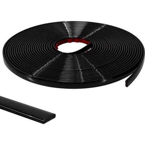 Bande adhésive noire flexible et imperméable en PVC (1 x 0,25 cm), profilé de finition et bande de chant pour carrelage, portes et miroirs (1/5)