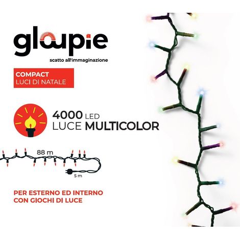 GLOUPIE Luci Di Natale da 93 MT con 4000 Led Multicolore, Cavo Verde, Distnaza Luci 2.2 Cm, Funzione Memoria e Timer (1/5)