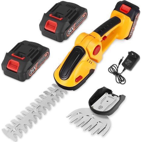 Cisaille à Gazon et Arbustes sans Fil-Taille-Haies électrique Sculpte, Tondeuse à Gazon 24V avec 2x1500 mAh Batterie, 2 Lames(30cm&10cm), 2 in 1 Scupte Haies et Cisaille à Gazon (1/5)