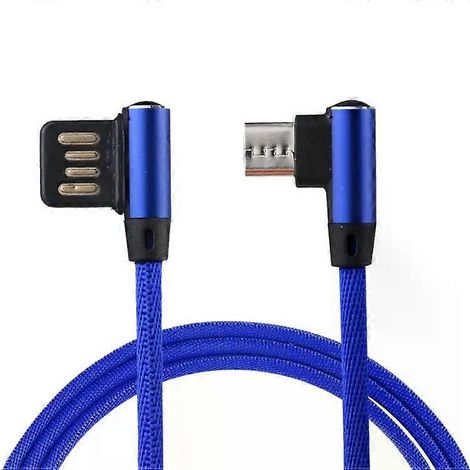 Câble de charge USB vers micro USB - 1 m, 2,4 A, gaine en nylon tressé, bleu foncé (1/5)