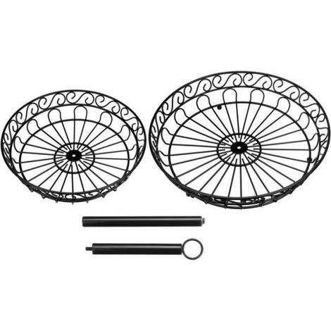 Corbeille A Fruits - Double Etage - Fer Noir - Hauteur 36 Cm - 2 Paniers Intégrés (1/4)