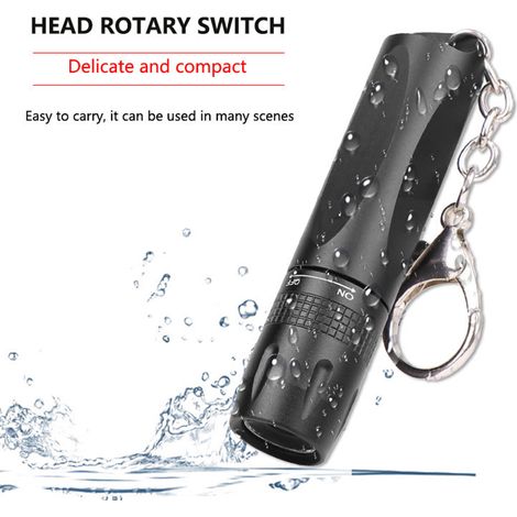 Porte-clés lampe torche étanche, lampe torche puissante pour une utilisation intérieure et extérieure (lecture, marche, camping, randonnée). (1/5)