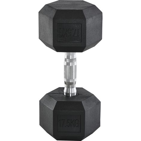 Mancuerna hexagonal de hierro fundido negro de 17,5 kg (1/5)