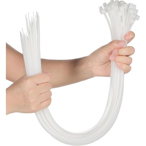 50 Colliers De Serrage Plastique Serflex Rilsan Blanc Collier De Serrage Attaches De Câble Nylon Zippées Serre Câble Résistant Aux UV (blanc, 46 cm x 5 Mm) (1/5)