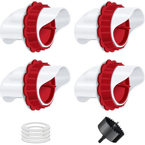 Mangeoire Poules, Mangeoire Poule Automatique, 4 Ports DIY Mangeoire à volaille Gravité Kit pour Seaux Tonneaux Bacs (1/5)