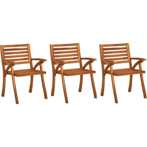 Maison Exclusive - Garten-Essstühle mit Kissen 3 Stk. Massivholz