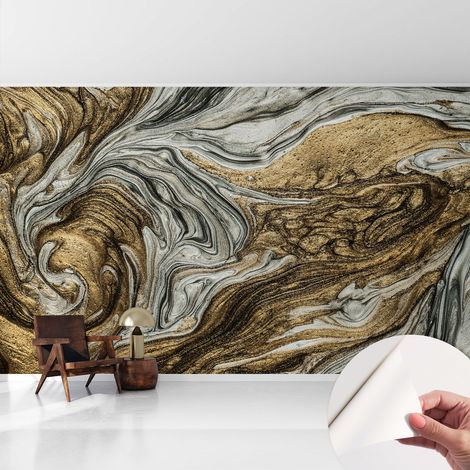 Tapete Selbstklebend - Wandtapete modern - Tapete mit Motiv - Tapete Schlafzimmer Abstrakte Wirbel 416x254 cm (1/5)